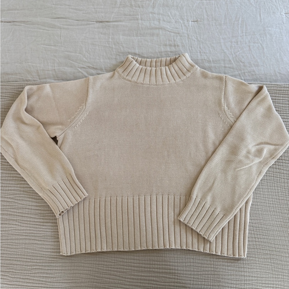 Mister Zimi Cream Cowl Neck Sweater with Ribbed Detailing